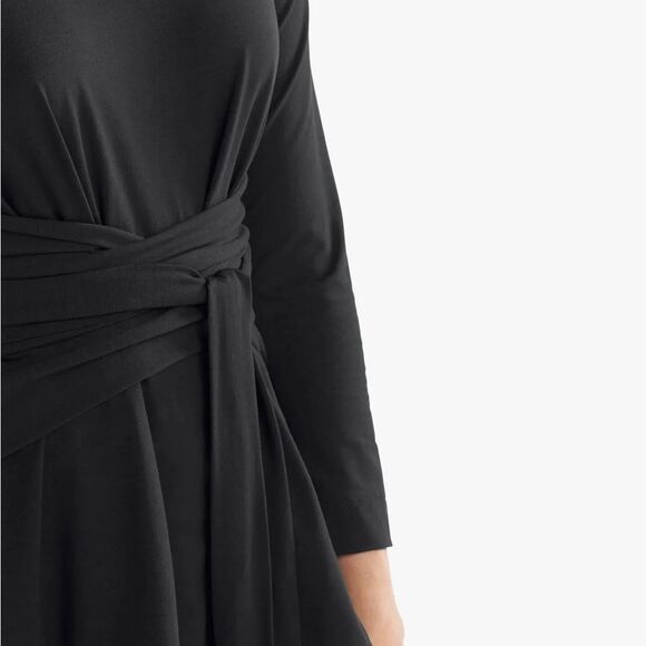 MM Lafleur Walker Top Black Silk Blend Knit Crepe Waist Tie Blouse M - Picture 5 of 11